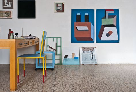 Nathalie Du Pasquier | artlead George Sowden, Memphis Group, Nathalie Du Pasquier, Wood Elephant, Chairs Lounge, Memphis Design, Work Spaces, Space Place, Subway Art