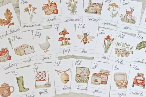 Handwriting Cursive, Bee Cottage, Deer Quilt, Frog Mushroom, Bible Cards, Watercolour Nursery Art, Apple Basket, Alphabet Flash Cards, Gender Neutral Nursery Decor