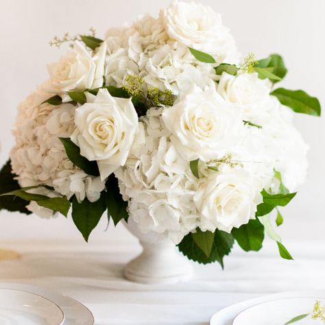 White hydrangea centerpieces