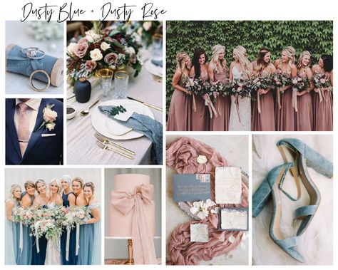 Dusty Blue and Dusty Rose Wedding Inspiration featured on Alexa Kay Events #wedding #weddingcolorpalette #dustybluewedding #dustyrosewedding Dusty Blue Dusty Rose Wedding, Blue And Dusty Rose Wedding, Dusty Rose Wedding Theme, Dusty Rose Wedding Colors, Vintage Rose Wedding, Rose Wedding Theme, Sage Green Wedding Colors, Popular Wedding Colors, Mauve Wedding