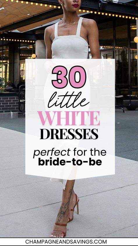 On the hunt for all the pre-wedding dress ideas? These little white dresses make for the perfect bridal outfit ideas for the bride-to-be. Whether you need bachelorette party looks, an engagement party dress, or a chic white dress for your bridal shower- this list has got it all and it's all on trend! Bridal Shower Outfits For Bride, Anniversary Dress Ideas Outfits, Wedding Dress Reception After Party, White Dress Ideas, Chic White Dress, Bridal Outfit Ideas, Engagement Party Dress, Dresses From Amazon, Engagement Party Dresses