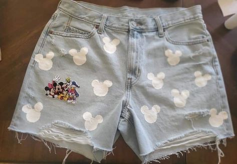 Disney Shorts Diy, Mickey Head Shorts, Disney Jean Shorts Diy, Disney Mickey Mouse Crew Neck Top, Mickey Shorts, Minnie Mouse Short Sleeve T-shirt For Disney Trips, Mickey Mouse Shorts, Disney Shorts, Disney Minnie Mouse Short Sleeve T-shirt