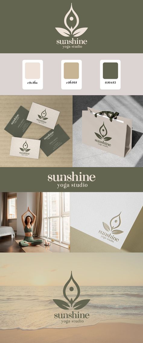 Yoga Studio Logo and Brand Identity :: Behance Yoga Packaging Design, Private Yoga Room, Yoga Studio Colors, Yoga Studio Logo Ideas, Yoga Logo Design Brand Identity, Yoga Studio Brand Identity, Pilates Logo Design Graphics, Yoga Studio Logo Design, Pilates Studio Branding