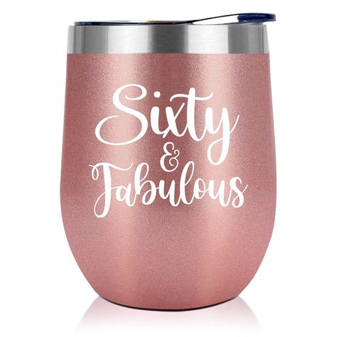 PRICES MAY VARY. TRENDY AND SUPER CUTE - With its delicate shape and eye-catching color, this tumbler is a sure hit even to the most meticulous crowd. Anyone would love to never be without it. Perfect gifts ideal for women turning 60, mom, wife, sisters, her, friends. DOUBLE WALL VACUUM INSULATION - We use double-wall insulation to help retain hot and cold liquid temperatures, which makes our wine tumbler also great for water, coffee, cola, beer, juice, tea, ice cream, cocktails and more BPA FRE 60th Birthday Gift Ideas, Birthday Gift Ideas For Women, 60th Birthday Gifts For Women, Birthday Decorations For Women, 60th Birthday Decorations, Happy 60th Birthday, Beach Friends, The Golden Years, Online Gift Shop