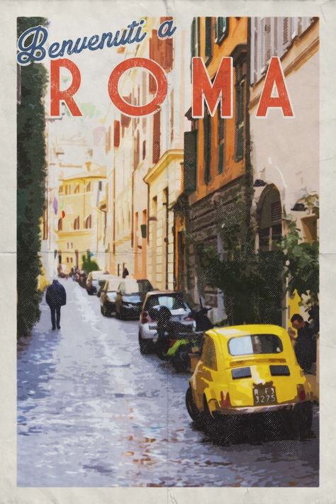 Rome Illustration, Vintage Rome, Rome Poster, Italy Illustration, Rome Print, Le Vatican, Rome Art, Vintage Postcards Travel, Italian Posters