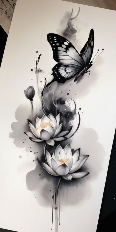 Arlo Tattoo, Butterfly Tattoos Images, Lotus Flower Tattoo Design, Mastectomy Tattoo, Beautiful Flower Tattoos, Tattoos For Women Flowers, Muster Tattoos, Tasteful Tattoos, Dresses For