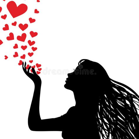 Silhouette woman blowing heart. Woman silhouette hand. Pretty girl blowing heart. Drawing background. Vector illustration stock illustration Hand Crafts For Kids, Valentines Day Background, Heart Drawing, Paper Cut Art, Woman Silhouette, Silhouette Art, Art Drawings For Kids, Hand Shapes, Woman Face