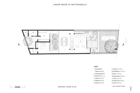 Studio Palinda Kannangara dotted a single family house with several courtyards and gardens, to have a forest feel within a busy neighborhood in Battaramulla, Sri Lanka. Japanese House Plan, Sri Lankan Architecture, Indonesian House, Martin House, House Viewing, Architecture Design Concept, Granny Flat, Study Plan, Ground Floor Plan