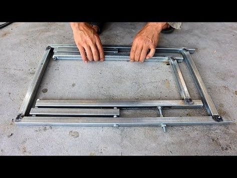 Great idea by craftsman to make smart compact folding chair / DIY smart folding metal - YouTube Folding Chair Diy, Fold Up Chairs, Steel Lounge Chair, Chair Diy, Iron Chair, Foldable Chairs, Steel Chair, Small Chair, Diy Chair