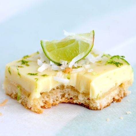 We're celebrating Katie Jacobs's new book, "So Much to Celebrate," with a Nashville book party and her scrumptious Key Lime Coconut Bar recipe. Lime Garnish, Key Lime Recipes, Lime Bars, Lime Recipes, Coconut Bars, Lime Pie, Draper James, Key Lime, Decadent Desserts