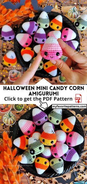 Candy Corn Keychain Crochet Pattern, Crochet Candy Corn Amigurumi, Mini Candy Corn Crochet Pattern Free, Crochet Mini Candy Corn, Halloween Crochet Keychain Pattern, Mini Halloween Crochet Patterns, Halloween Crochet Keychains, Crochet Halloween Stuffies, Mini Halloween Crochet Patterns Free