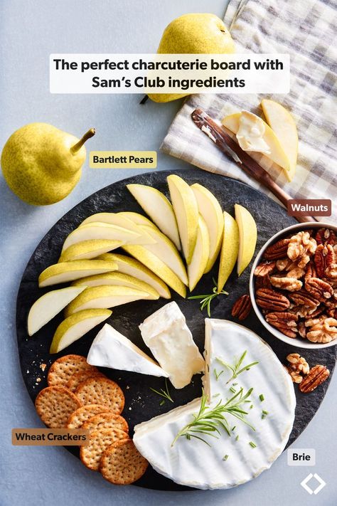 Charcuterie | Charcuterie board | Holiday board | Holiday | Hosting | Fall hosting | Brie | Pears | Fruit board | Cheese | Charcuterie DIY Charcuterie Diy, Charcuterie Board Holiday, Fall Hosting, Perfect Charcuterie Board, Fruit Board, Wheat Crackers, Bartlett Pears, Holiday Hosting, Board Cheese