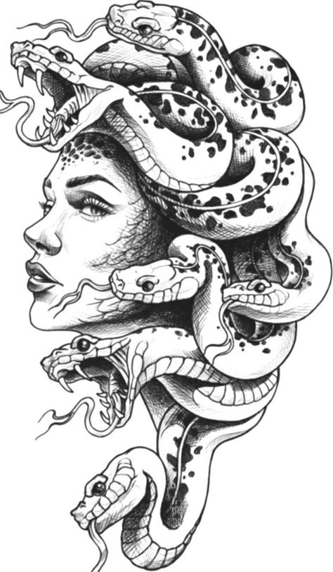 Medusa Drawing, Refugees Art, Half Sleeve Tattoo Stencils, Arm Tattoos Drawing, Medusa Tattoo Design, Medusa Art, Girl Face Tattoo, Egypt Tattoo, Greek Mythology Tattoos