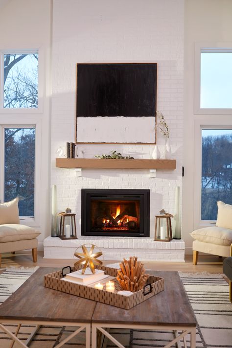 Ventless Gas Fireplace, Gas Fireplace Ideas Living Rooms, Gas Fireplace Inserts, Pellet Fireplace, Wood Fireplace Inserts, Indoor Gas Fireplace, Vented Gas Fireplace, Wood Burning Fireplace Inserts, White Brick Fireplace