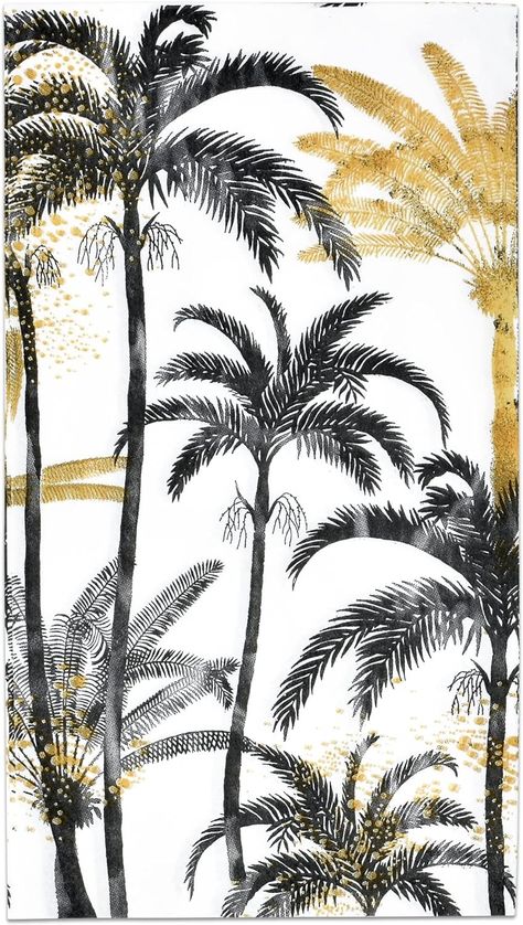 Amazon.com: 100 Palm Tree Beach Guest Napkins Black and Gold Decorative Hand Towels 3 Ply Disposable Paper for Bathroom Toilet Powder Room Holiday Wedding Birthday Bridal Baby Shower Dinner Tea Party Napkin : Health & Household Palm Tree Beach, Jungle Birthday Party, Fancy Restaurants, Decorative Hand Towels, Spring Tea, Palm Trees Beach, White Napkins, Paper Floral, Decorative Towels