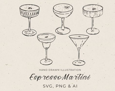 Martini Glass Sketch, Espresso Martini Tattoo Fine Line, Espresso Martini Sketch, Espresso Martini Illustration, Espresso Martini Drawing, Espresso Martini Tattoo, Espresso Martini Art, Martini Doodle, Martini Sketch