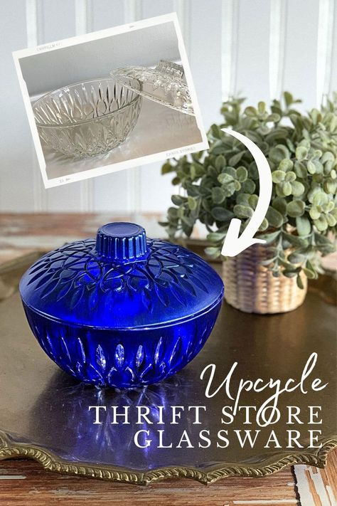 Pressed Glassware, Thrift Store Crafts Upcycling, Kids Craft Projects, Thrift Store Diy Projects, Aesthetic Craft, Kids Craft Ideas, Diy Candles Easy, Glass Aesthetic, Thrift Store Upcycle