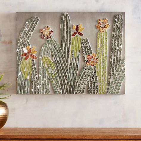 Pier 1 Imports Cactus Mosaic Wall Decor #ad #cactus #cactusparty #cacti #cactusaddicted #succulent #saguaro #trendy Cactus Mosaic, Post Reference, Ingenious Ideas, Chic Kitchen Decor, Prickly Cactus, Shabby Chic Kitchen Decor, Desert Chic, Mosaic Tile Art, Cactus Wall Art