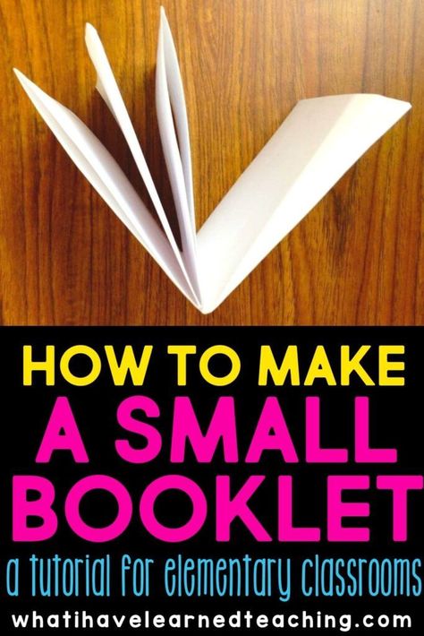 In my elementary classroom, I often needed students to record information in a quick and easy way, but not on a full sheet of paper. To make small spaces for students to record their thoughts, we would make these small booklets from a blank piece of paper.  Students fold and make a single cut then fold again. #littlebooklet #elementaryclassroom Booklet From One Sheet Of Paper, How To Fold Paper Into A Booklet, How To Make A Small Book Out Of Paper, Diy Booklet, Circle Ideas, Identifying Letters, Game Making, Small Booklet, Easy Books