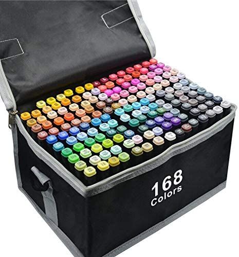 Amazon.com : 168 Colors Alcohol Markers Dual Tips Permanent Art Markers Pen for Kids & Adult (168black) : Office Products Highlighter Sketch, Artist Markers, Art Markers, Highlighter Pen, Art Pen, Coloring Apps, Pen Sketch, Sketch Markers, Art Pens