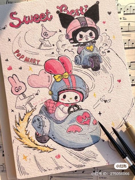 강아지 그림, Kitty Drawing, Hello Kitty Drawing, Hello Kitty Art, Cute Doodles Drawings, Arte Sketchbook, Cute Doodle Art, Mini Drawings, Dessin Adorable