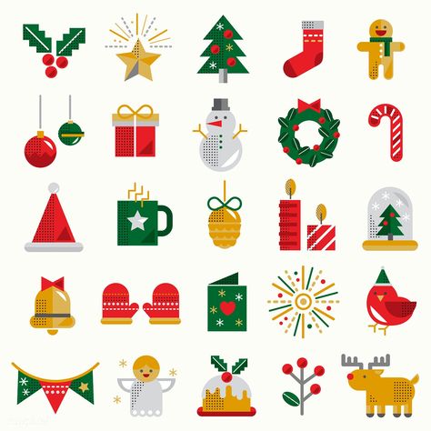 Set of Christmas symbol vectors | free image by rawpixel.com / Minty Holiday Symbols, Dog Christmas Stocking, Christmas Cards Kids, Christmas Plants, Vector Christmas, Funny Christmas Gifts, Christmas Icons, Christmas Frames, Christmas Drawing