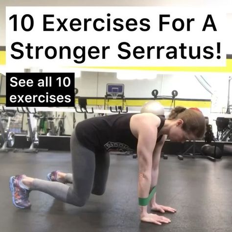 Meghan Callaway - Fitness Coach on Instagram: "The serratus anterior muscle is an important muscle you are probably not training (or not training enough).

The serratus upwardly rotates, protracts, and posteriorly tilts the shoulder blades. If you struggle to get your arms into an overhead position, the serratus anterior might be the culprit!

The serratus also plays a KEY role in your pull-up performance!!

Focus on awareness, NOT on using as much resistance as possible! 

Here are 10 exercises for strengthening the serratus anterior. 

▶️▶️ SWIPE to see all 10 exercises! 

1️⃣ Banded multidirectional taps from bear crawl 

👉 2-3 sets of 8-12 reps per side

2️⃣ Tall kneeling banded pulses 

👉 2-3 sets of 1-2 reps. 1 rep = 8-10 pulses up and 8-10 pulses down.

3️⃣ TRX serratus slides 

? Serratus Exercises, Serratus Anterior Workout, Serratus Anterior Exercises, Winged Scapula Exercises, Serratus Anterior Muscle, Scapula Exercises, Winged Scapula, Corrective Exercises, Serratus Anterior