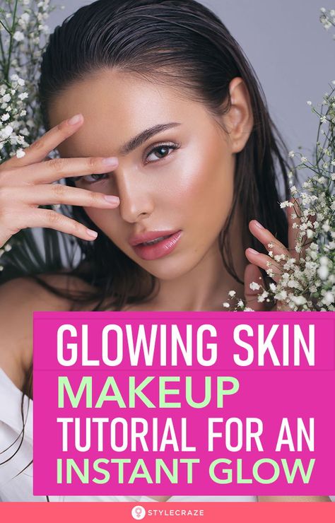 How To Get A Glowing Face, Face Shimmer Glow, How To Make Your Skin Glow With Makeup, Glow Look Makeup, Glowing Make Up Look, How To Make Your Face Look Shiny, Glow From Within Makeup, Shiny Face Makeup, Glowing Skin Makeup Products