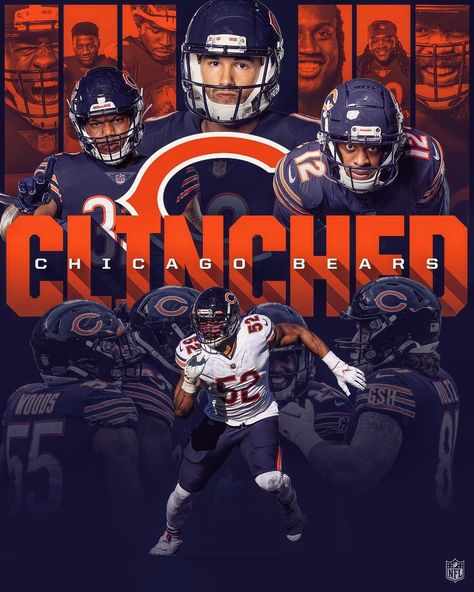 Champions Poster Design, Chicago Bears Wallpaper, Graphic Design Posters Layout, Football Playoffs, Chicago Bears Football, Hip Hop Artwork, Football Photography, Nfl Playoffs, Bears Football