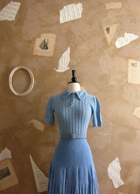 Vintage 1930s Blue and Me Forever Dress Set by VeryVintageStore 1930's Dresses, Madame Gres, 1930 Fashion, 1930s Dress, 30s Fashion, Pastel Dress, Vintage Inspired Fashion, 40s Fashion, 1930s Fashion