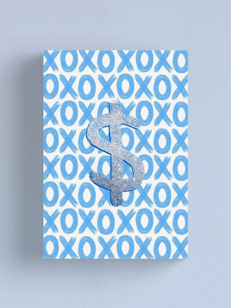 blue preppy wall art Dollar Sign Painting, Blue Preppy Paintings, Xo Background, Preppy Prints, Room Paintings, Beach Bedroom Decor, College House, Blue Canvas Art, Dorm Room Diy