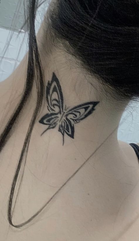 Small Tattoo Behind Neck, Nevertheless Tattoo, Neck Tattoo Butterfly, Nevertheless Butterfly, Butterfly Tattoo On Neck, Butterfly Tattoo Neck, Tattoo Borboleta, Butterfly Neck Tattoo, Borboleta Tattoo