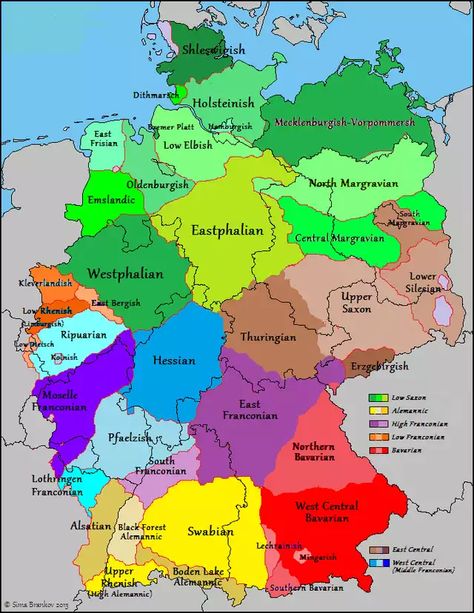 Map Of Germany, Genealogy Map, Language Map, German Map, Geography Map, Germany Map, German History, Europe Map, Learn German