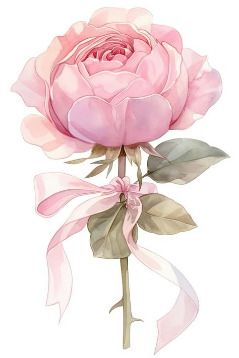 Elegant watercolor pink rose | free image by rawpixel.com / Tang Pink Aesthetic Art, Coquette Pink Aesthetic, Green Coquette, Flower Vase Art, Cute Home Screen Wallpaper, Cute Wallpapers For Ipad, Floral Cards Design, Tole Painting Patterns, Flower Graphic Design