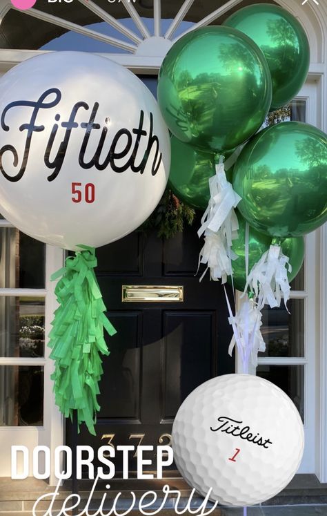 Men’s Golf Birthday, Golf Themed Birthday Party For Men Decor, Golf Themed 50th Birthday Party, Golf Themed Balloon Garland, Golf Party Balloon Arch, 60th Golf Theme Party, Golf 50th Birthday Party, Golf Thirty Birthday, 50th Birthday Golf Theme