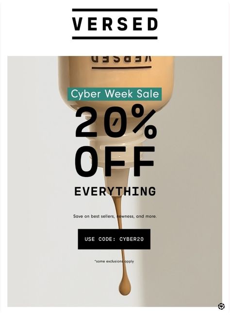 CYBERWEEK SALE: Save 20% off everything at VERSED Skincare, use code JHOP510 Versed Skincare, clean beauty, black Friday sale, beauty lover Follow me in the @LTK shopping app to shop this post and get my exclusive app-only-content! #liketkit #LTKCyberWeek #LTKsalealert #LTKbeauty @shop.ltk https://liketk.it/4oIJL Skincare Sale Design, Black Friday Sale Email, Versed Skincare, Skincare Sale, Products Photography, Double Cleansing, Beauty Products Photography, Design Tools, Cleansing Balm