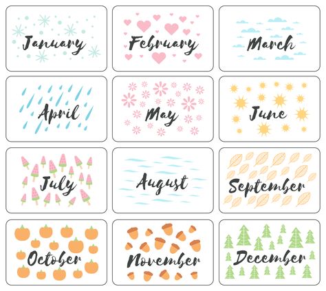 Month Printables Free, Months Of The Year Aesthetic, Months Of The Year Printables Free Preschool, Seasons Of The Year Printables, Months Of The Year Printables Free, Months Of The Year Chart, Months Of The Year Printables, Month Name, Month Labels