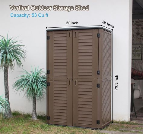 Amazon.com : KINYING Outdoor Storage Shed Waterproof, Resin Vertical Outdoor Storage Cabinet for Patio Furniture, Garden Tools, Pool Accessories, Mower Storage (52 Cu.ft, Dark Brown) : Patio, Lawn & Garden Exterior Paint Schemes, Outdoor Storage Solutions, Outdoor Storage Cabinet, Outdoor Storage Sheds, Pool Accessories, Storage Shed, Shed Storage, Outdoor Area, Outdoor Storage