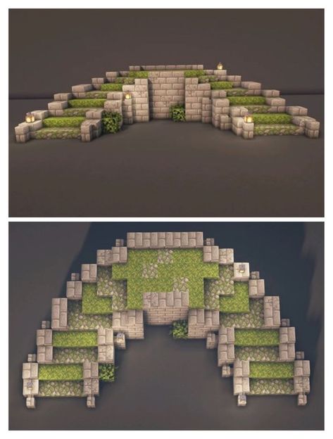 Minecraft Bed Rooms, Minecraft Mountain Base Entrance, Whimsical Minecraft House Tutorial, Minecraft Circle Window, Minecraft Geode, Minecraft Library Ideas Exterior, Whimsical Minecraft House, Minecraft Spawn Point Ideas, Minecraft Bridge Design