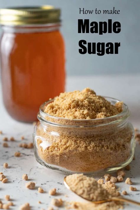 Making your own maple sugar at home is a fun project that can save you a ton of money. Homemade Flavored Sugars, Flavored Sugars, Drink Gifts, Maple Recipes, Maple Syrup Recipes, Infused Sugar, Freeze Dryer, Food Preserving, Maple Candy