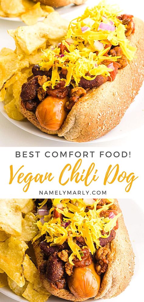 Vegan Chilli Cheese Dogs, Vegan Chili For Hotdogs, Vegan Chili Cheese Dogs, Vegan Hot Dog Chili, Vegan Chili Dogs, Vegan Hotdogs, Vegetarian Hot Dog, Veggie Hot Dog, Chili Cheese Hot Dog