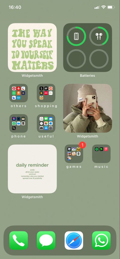 Iphone 11 Cute Wallpaper, Iphone 11 Green With Case, Iphone Icon Organization, Sage Green Iphone Layout Ideas, Green Iphone Homescreen Aesthetic, Iphone Home Screen Layout 2023, Iphone 11 Customization Home Screen, Iphone 11 Screen Layout, Iphone 11 Wallpaper Ideas