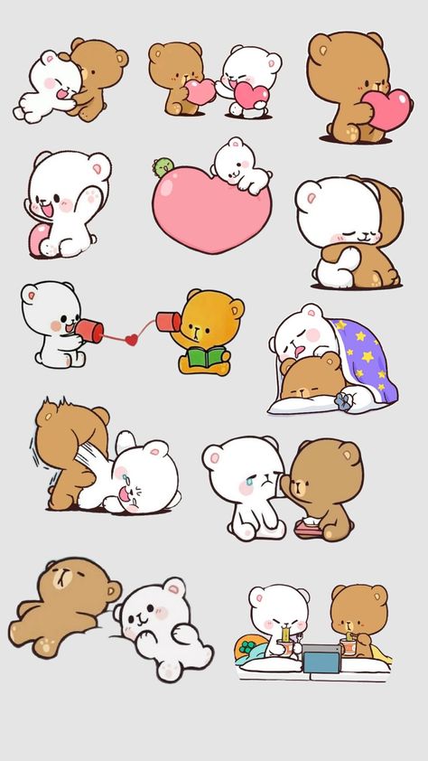 Milk And Mocha Bear Sticker Printable, Bubu Dudu Sticker, Mochi And Milk Bear, Milk And Mocha Bear Love, Cute Bear Stickers Printable, Cute Bear Drawings Kawaii, Milk And Mocha Bear, Mocha Milk, Best Friend Sketches