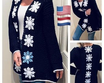 Crochet Long Cardigan, Diy Granny Square, Cardigan Free Pattern, Pocket Shawl, Autumn Crochet, Doll Blanket, Crochet Snowflake, Granny Square Patterns, 4mm Crochet Hook