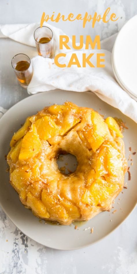 Pineapple Rum Cake, Rum Cake Recipe, Pineapple Rum, Pineapple Recipes, Boozy Desserts, Rum Cake, Pineapple Cake, Bundt Cakes Recipes, Think Food