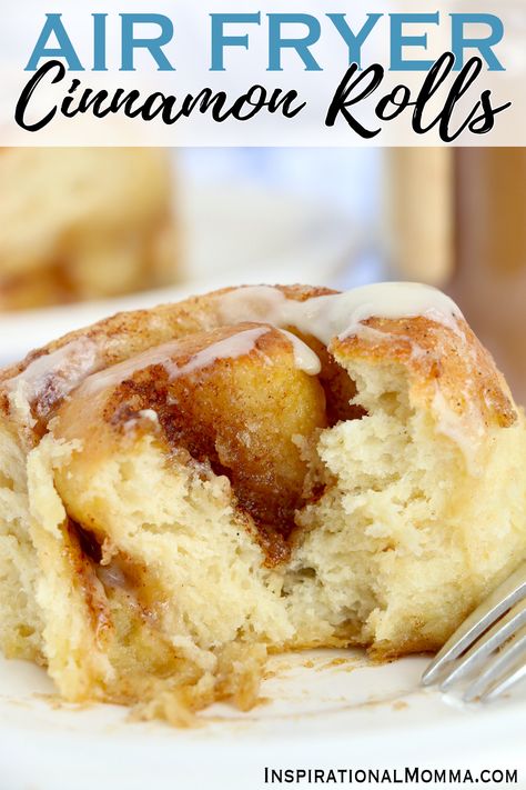 Air Fryer Cinnamon Rolls - Inspirational Momma Air Fryer Cinnamon Rolls, Rhodes Cinnamon Rolls, Pastry Treats, Caramel Sticky Buns, Egg Roll Ingredients, Air Fryer Recipes Dessert, Rolls Homemade, Homemade Donuts Recipe, Cinnamon Roll Dough