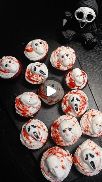 Halloween Food Treats, Slasher Movies, Halloween Baking, Spooky Treats, Halloween Food, Halloween Cupcakes, Ghost Faces, Horror Characters, I Forgot