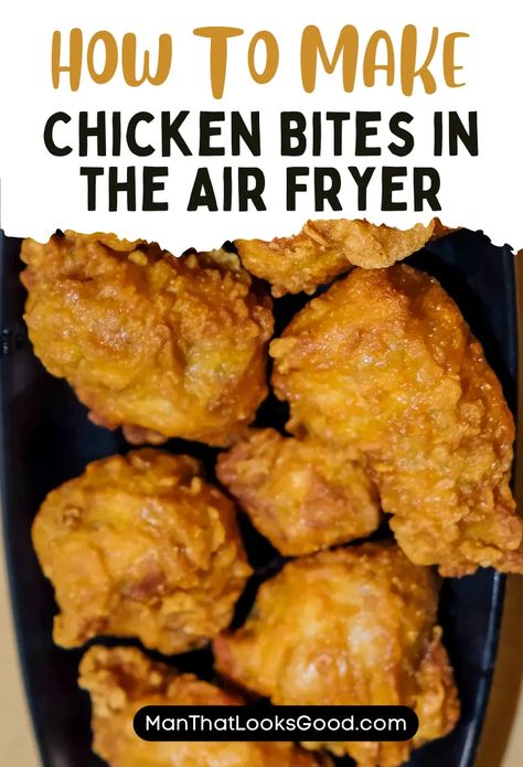 Crispy Chicken Bites in the Air Fryer Crispy Chicken Bites Recipes, Air Fryer Chicken Balls, Air Fried Chicken Bites, Chicken Bites In Air Fryer, Chicken Bites Air Fryer, Chicken Bites Oven, Air Fryer Chicken Bites, Crispy Chicken Bites, Chicken Bites Recipe