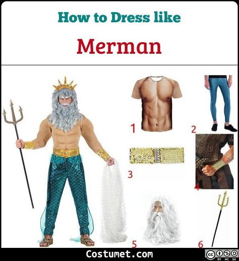 Diy King Triton Costume, King Triton Costume Diy, Triton Costume, Golden Cuffs, King Triton Costume, Merman Costume, Partner Costumes, Under The Sea Costumes, Male Cartoon