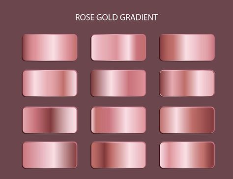 Vector rose gold metallic color gradient... | Premium Vector #Freepik #vector #gradient #color-palette #gradient-design #rose-gold Rose Gold Gradient, Vector Rose, Vector Gradient, Gold Gradient, Collection Design, Color Gradient, Find Color, Rose Gold Color, Metallic Colors